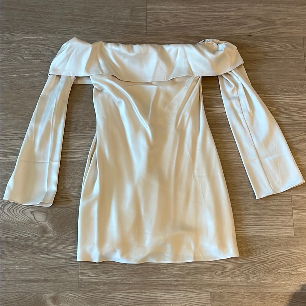 Reformation Off-Shoulder Cream Dress